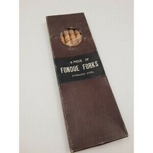 6 Piece Color Coded 10" Stainless Steel Fondue Forks Cheese Fruit Chocolate